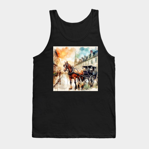 Artist illustration of an idealist town from the horse and buggy days. Tank Top by WelshDesigns